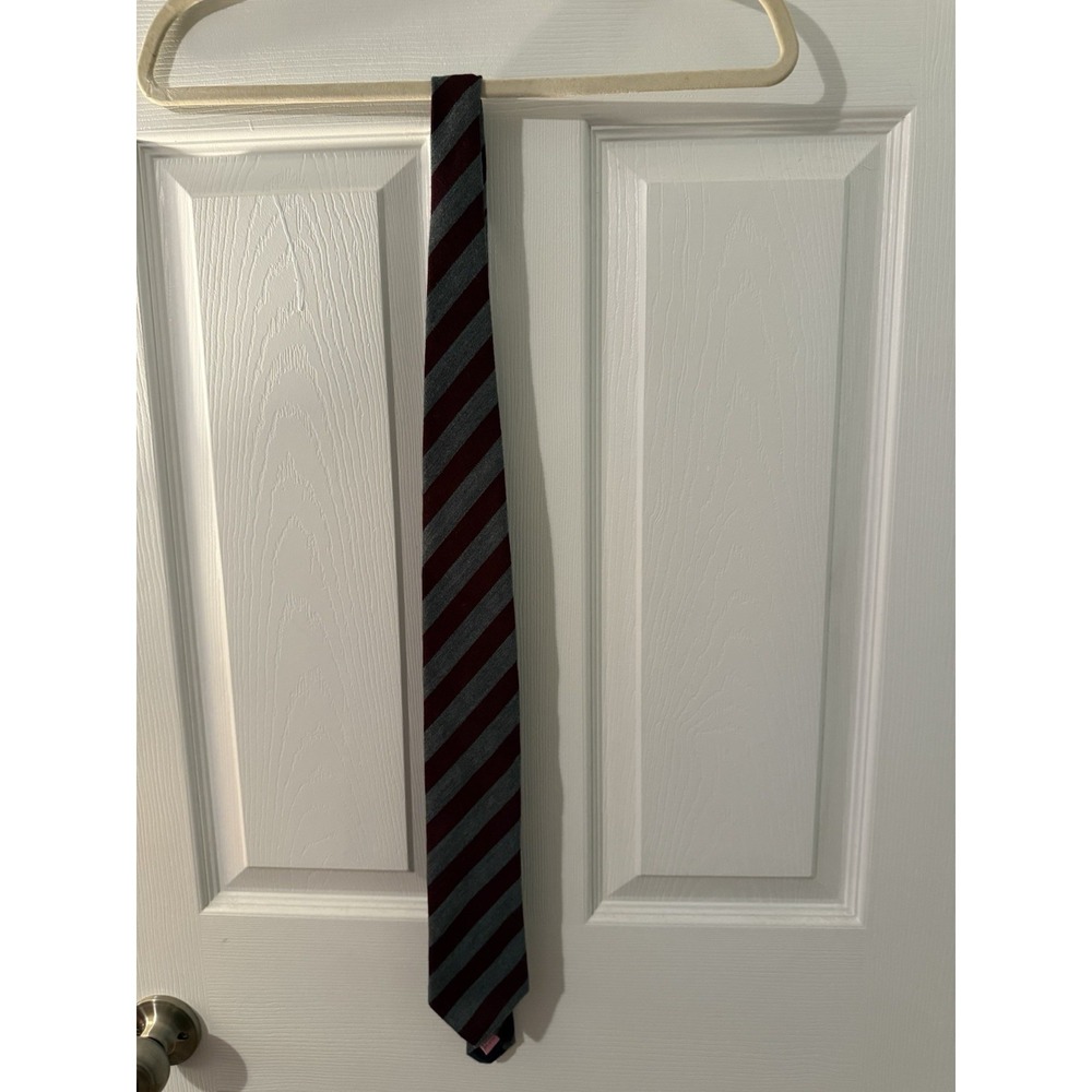 Vineyard Vines Heathered Grey Maroon Striped Wool Tie Shep & Ian NWT